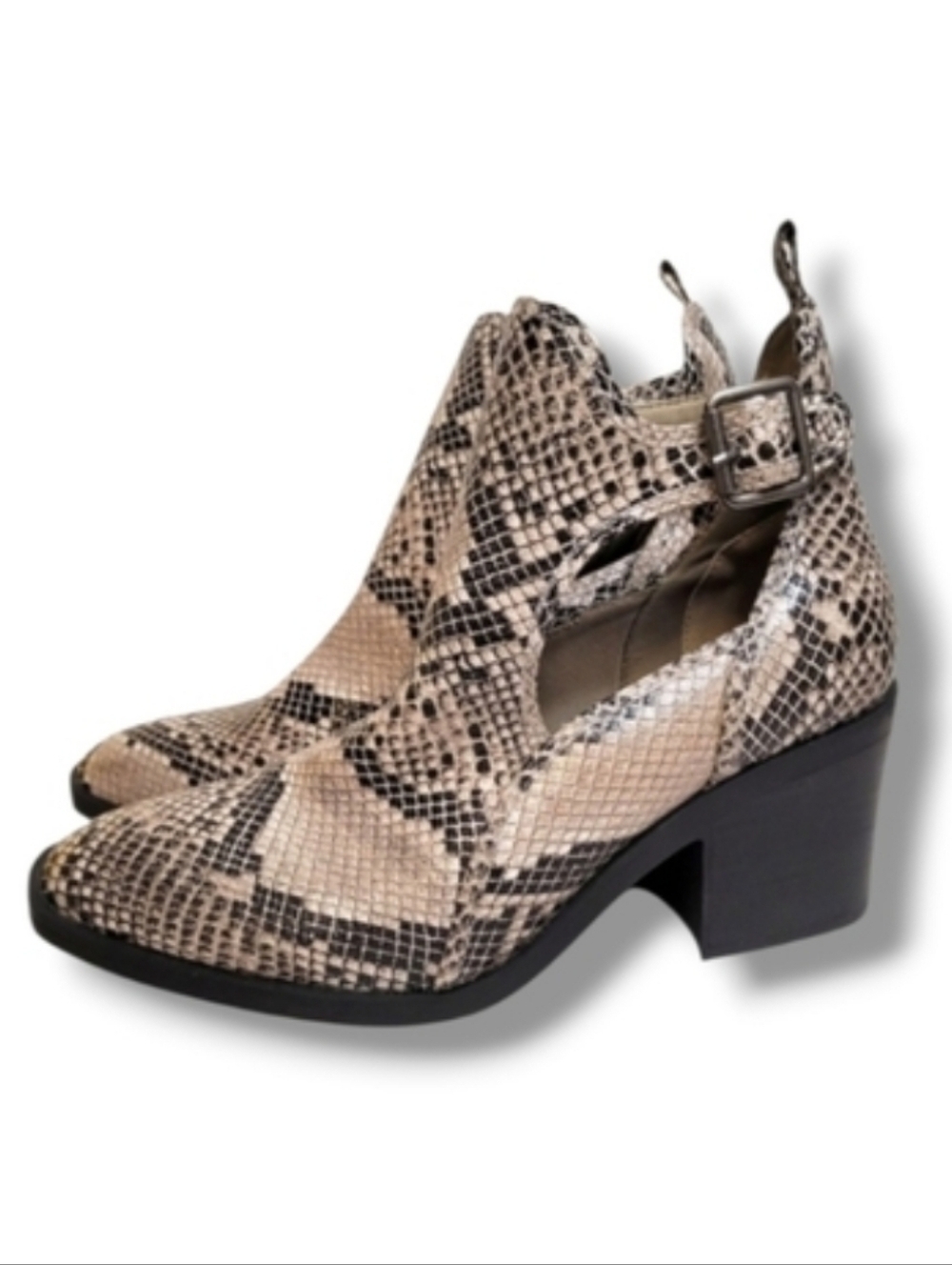 Mia Eden Snakeskin Ankle Booties Size 8